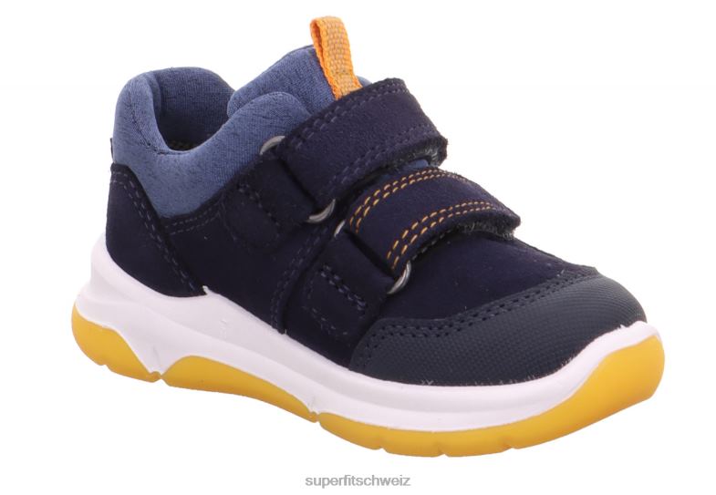 Babys niedrige Turnschuhe 44B2D283 Superfit Cooper – Sneaker Low mit Klettverschluss blau/orange