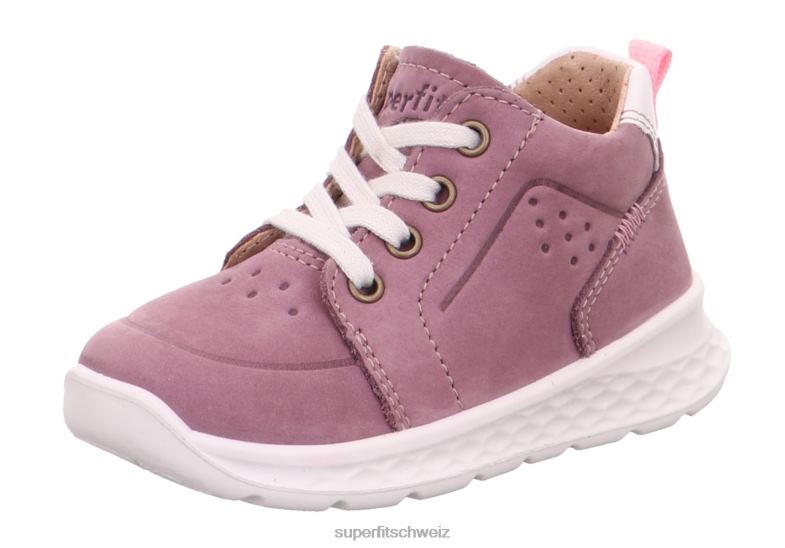 Babys niedrige Turnschuhe 44B2D284 Superfit Breeze - Low-Sneaker mit Schnürung Purpur Rosa