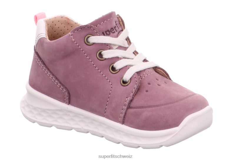 Babys niedrige Turnschuhe 44B2D284 Superfit Breeze - Low-Sneaker mit Schnürung Purpur Rosa