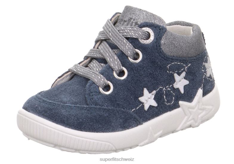 Babys niedrige Turnschuhe 44B2D288 Superfit Starlight - Low-Sneaker mit Schnürung blau/hellgrau