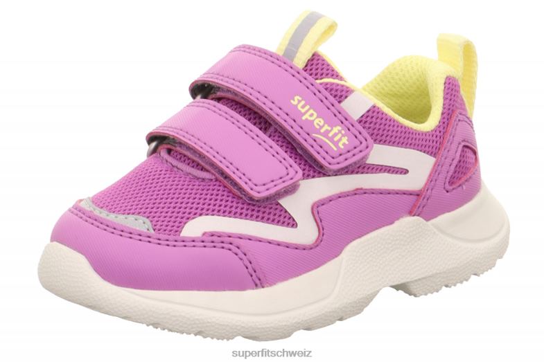 Babys niedrige Turnschuhe 44B2D289 Superfit Rush - Low-Sneaker mit Klettverschluss lila/gelb