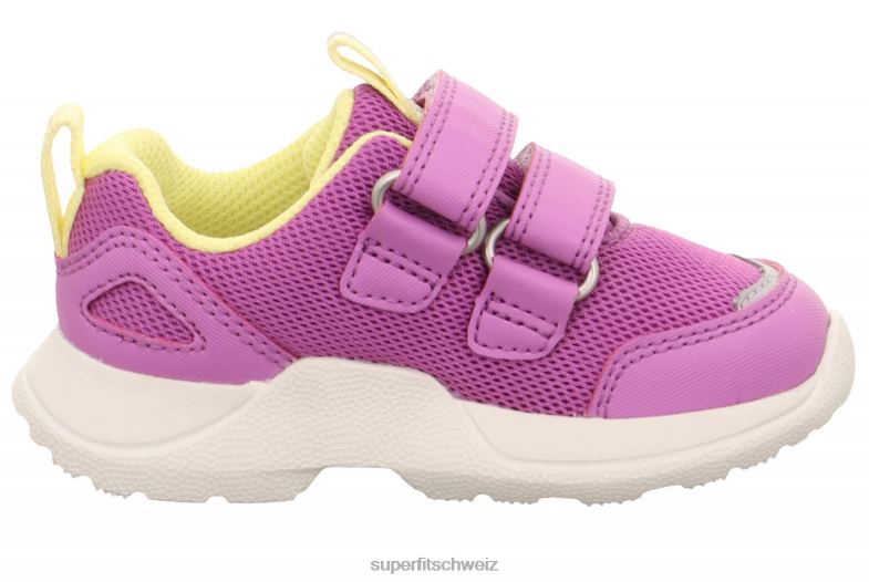 Babys niedrige Turnschuhe 44B2D289 Superfit Rush - Low-Sneaker mit Klettverschluss lila/gelb