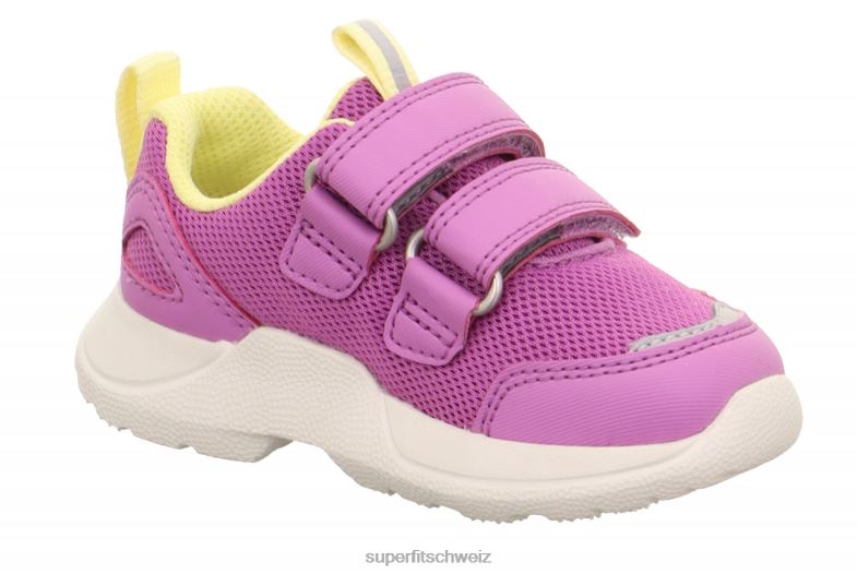 Babys niedrige Turnschuhe 44B2D289 Superfit Rush - Low-Sneaker mit Klettverschluss lila/gelb