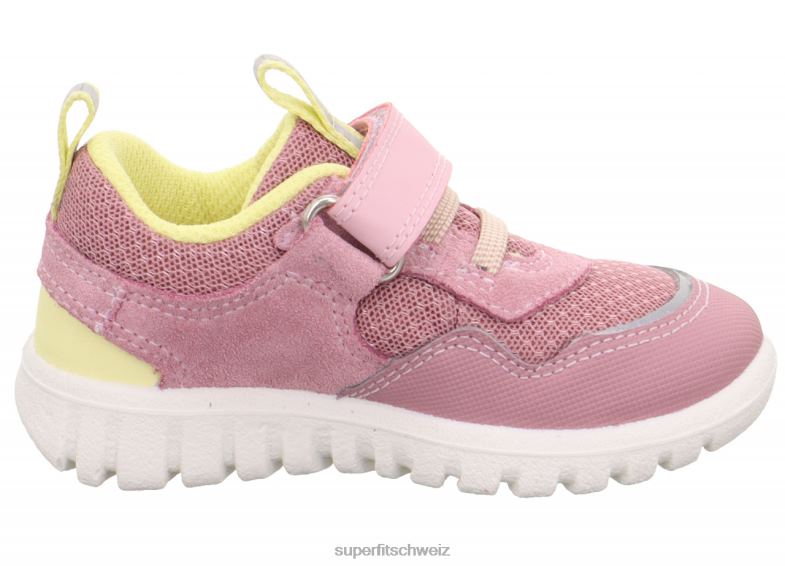 Babys niedrige Turnschuhe 44B2D290 Superfit sport7 mini – Sneaker Low mit Klettverschluss rosa/gelb