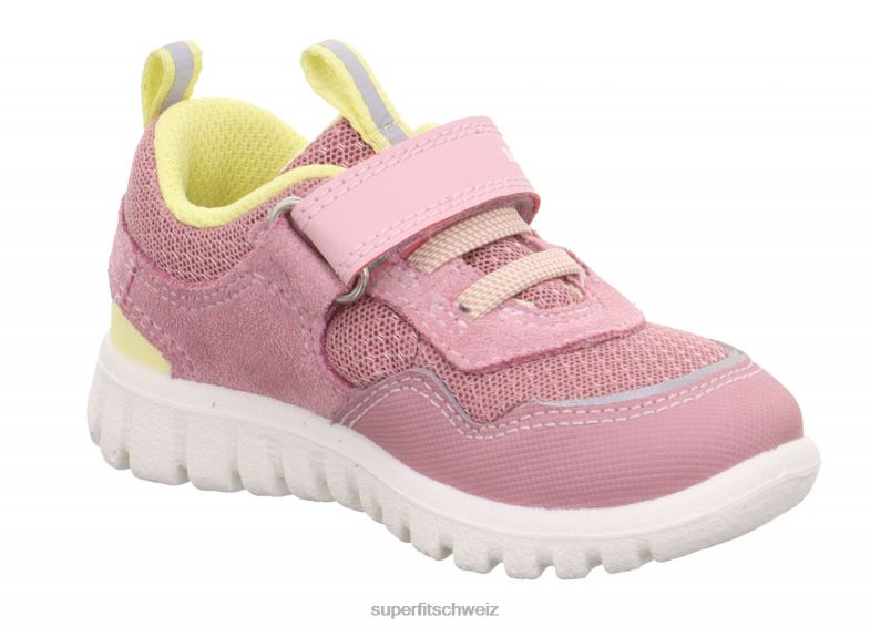 Babys niedrige Turnschuhe 44B2D290 Superfit sport7 mini – Sneaker Low mit Klettverschluss rosa/gelb