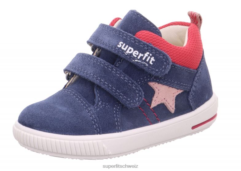 Babys niedrige Turnschuhe 44B2D309 Superfit moppy - Sneaker Low mit Klettverschluss Blau Rot