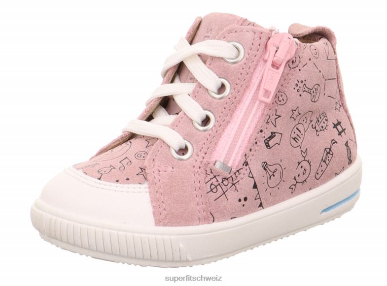 Babys niedrige Turnschuhe 44B2D315 Superfit moppy – Sneaker Low mit Reißverschluss rosa/weiß