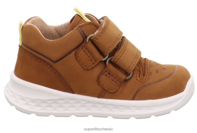 Babys niedrige Turnschuhe 44B2D318 Superfit Breeze - Low-Sneaker mit Klettverschluss braun/gelb