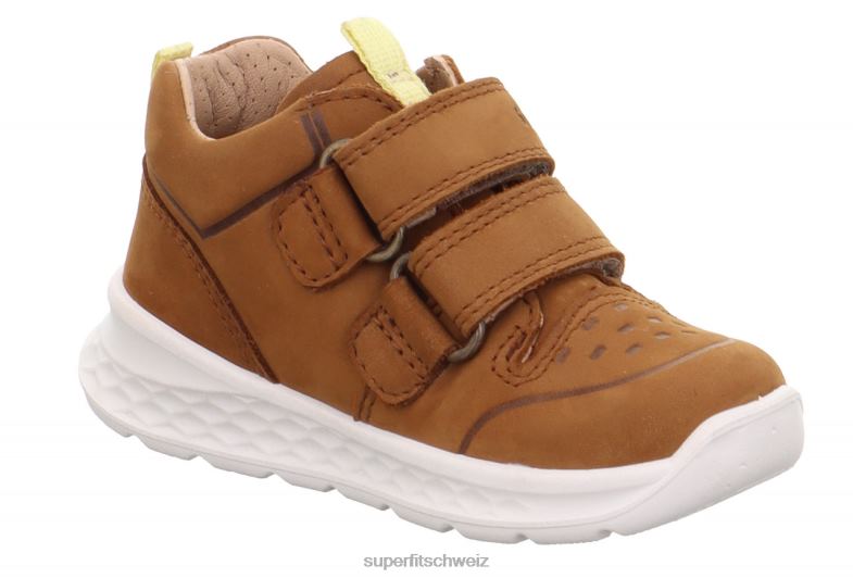 Babys niedrige Turnschuhe 44B2D318 Superfit Breeze - Low-Sneaker mit Klettverschluss braun/gelb