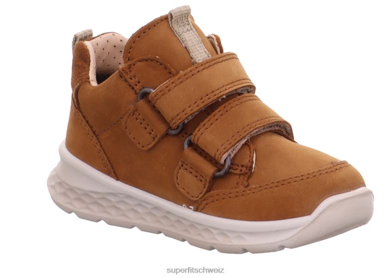 Babys niedrige Turnschuhe 44B2D325 Superfit Breeze - Low-Sneaker mit Klettverschluss braun/beige