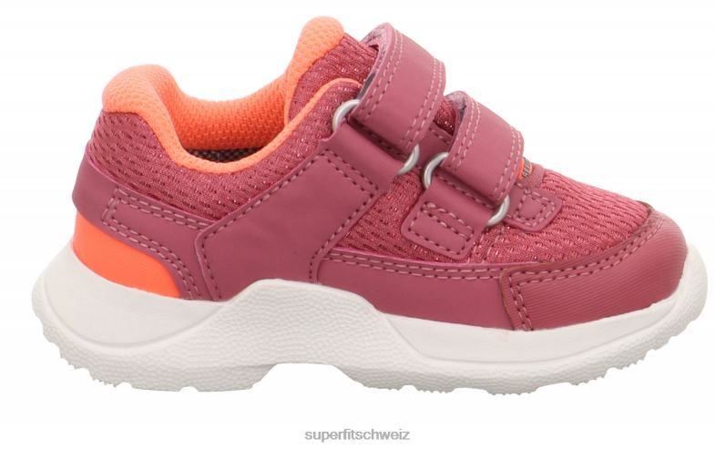 Babys niedrige Turnschuhe 44B2D332 Superfit Rush - Low-Sneaker mit Klettverschluss rosa/orange