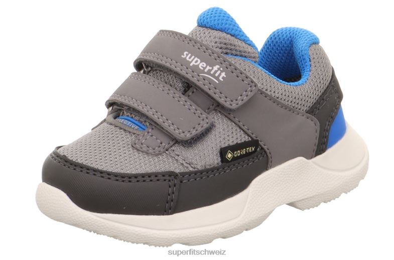 Babys niedrige Turnschuhe 44B2D333 Superfit Rush - Low-Sneaker mit Klettverschluss hellgrau/blau