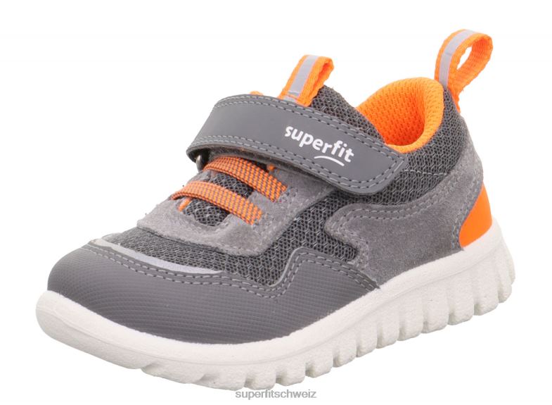Babys niedrige Turnschuhe 44B2D348 Superfit sport7 mini – Sneaker Low mit Klettverschluss hellgrau/orange