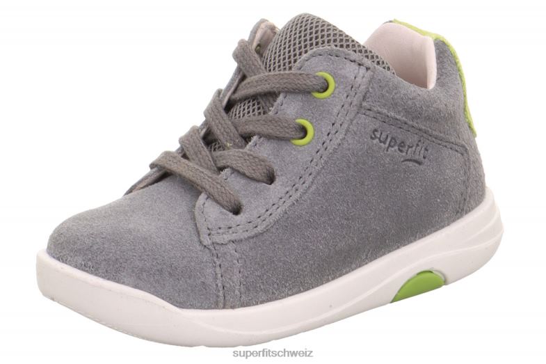 Babys niedrige Turnschuhe 44B2D350 Superfit lillo – Sneaker Low mit Schnürung hellgrau/grün