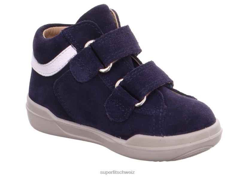 Babys niedrige Turnschuhe 44B2D351 Superfit superfree - Sneaker Low mit Klettverschluss Blau Weiss