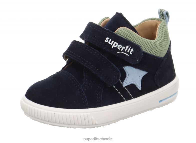 Babys niedrige Turnschuhe 44B2D352 Superfit moppy - Sneaker Low mit Klettverschluss blau/hellgrün