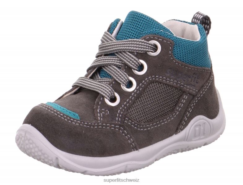 Babys niedrige Turnschuhe 44B2D366 Superfit Universe - Low-Sneaker mit Schnürung grau Grün