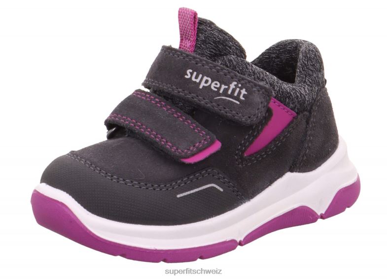 Babys niedrige Turnschuhe 44B2D367 Superfit Cooper – Sneaker Low mit Klettverschluss grau/rosa