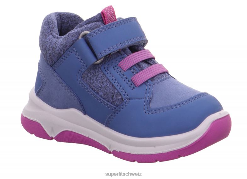 Babys niedrige Turnschuhe 44B2D370 Superfit Cooper – Sneaker Low mit Klettverschluss Blau Rosa