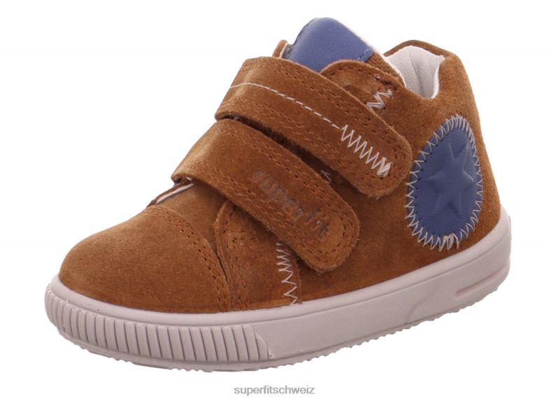 Babys niedrige Turnschuhe 44B2D376 Superfit moppy - Sneaker Low mit Klettverschluss braun/blau