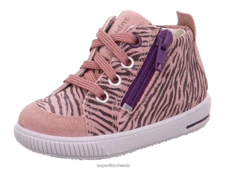 Babys niedrige Turnschuhe 44B2D377 Superfit moppy – Sneaker Low mit Reißverschluss Pink Lila