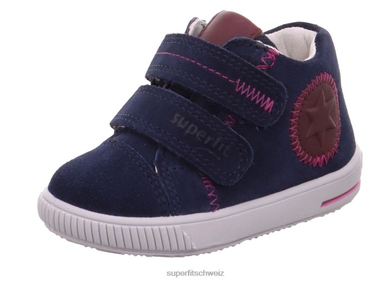 Babys niedrige Turnschuhe 44B2D379 Superfit moppy - Sneaker Low mit Klettverschluss Blau Rot