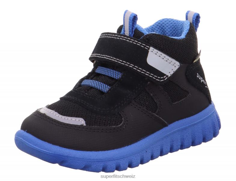Babys niedrige Turnschuhe 44B2D380 Superfit sport7 mini – Sneaker Low mit Klettverschluss schwarz/hellblau