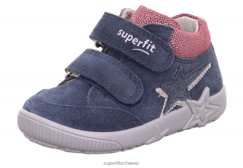 Babys niedrige Turnschuhe 44B2D386 Superfit Starlight – Sneaker Low mit Klettverschluss Blau Rosa