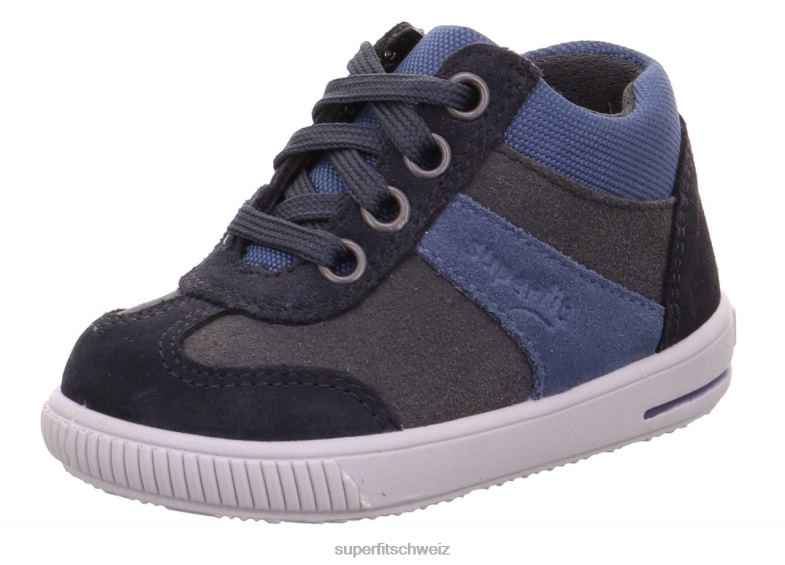 Babys niedrige Turnschuhe 44B2D395 Superfit moppy - Low-Sneaker mit Schnürung Grau Blau