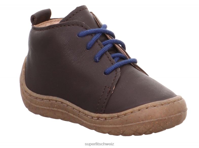 Babys niedrige Turnschuhe 44B2D402 Superfit Saturnus - Low-Sneaker mit Schnürung braun/blau