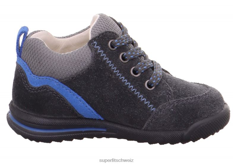 Babys niedrige Turnschuhe 44B2D404 Superfit Avrile Mini - Low-Sneaker mit Schnürung grau/hellblau