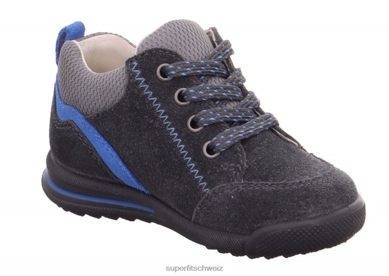 Babys niedrige Turnschuhe 44B2D404 Superfit Avrile Mini - Low-Sneaker mit Schnürung grau/hellblau