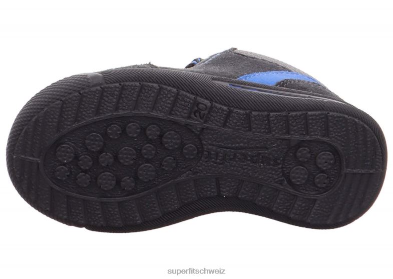 Babys niedrige Turnschuhe 44B2D404 Superfit Avrile Mini - Low-Sneaker mit Schnürung grau/hellblau
