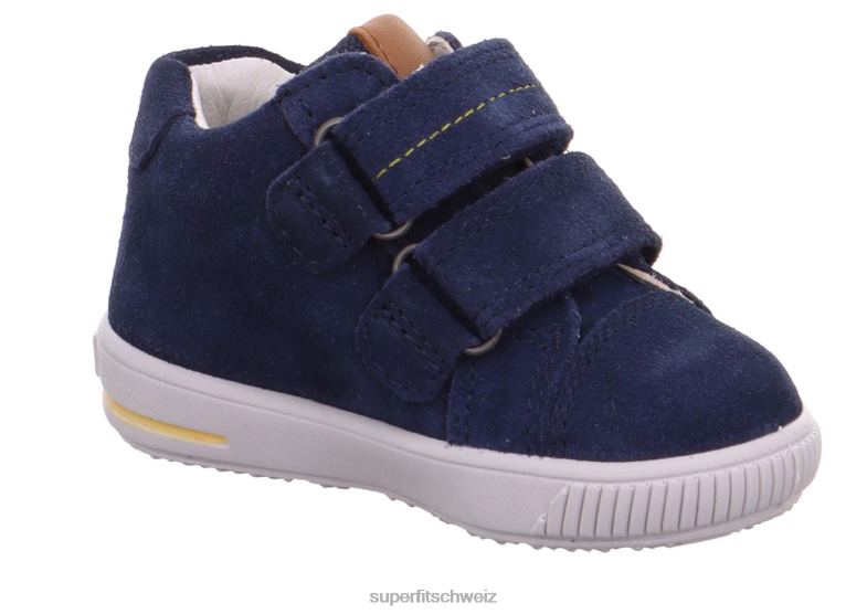 Babys niedrige Turnschuhe 44B2D414 Superfit moppy - Sneaker Low mit Klettverschluss blau/braun