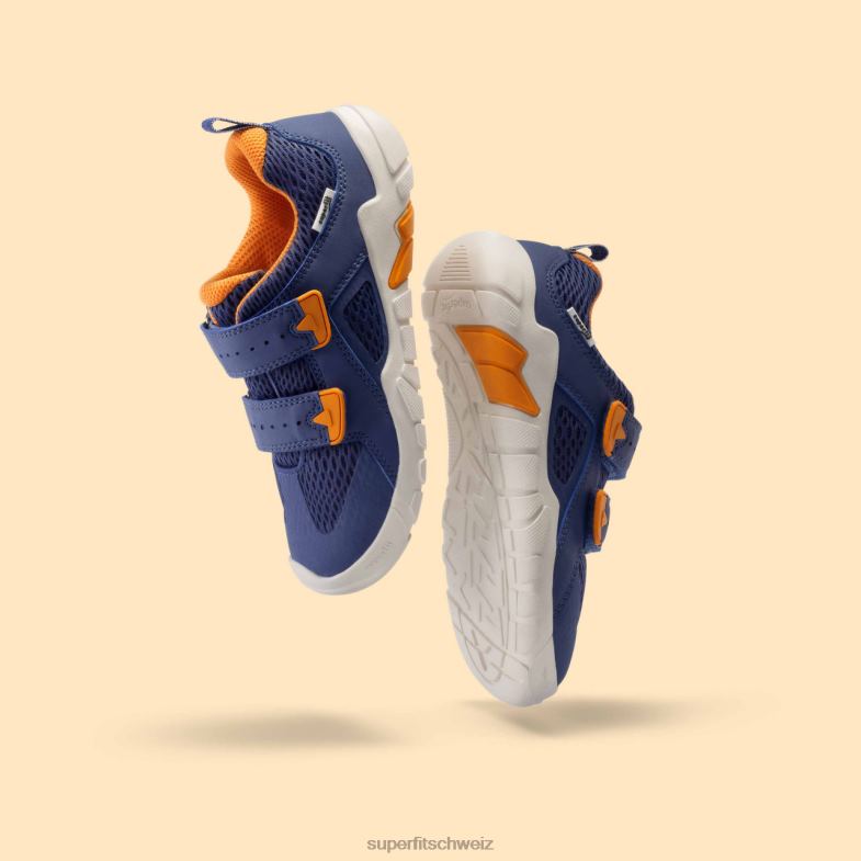 Babys niedrige Turnschuhe 44B2D540 Superfit Trace - Sneaker Low mit Klettverschluss blau/orange