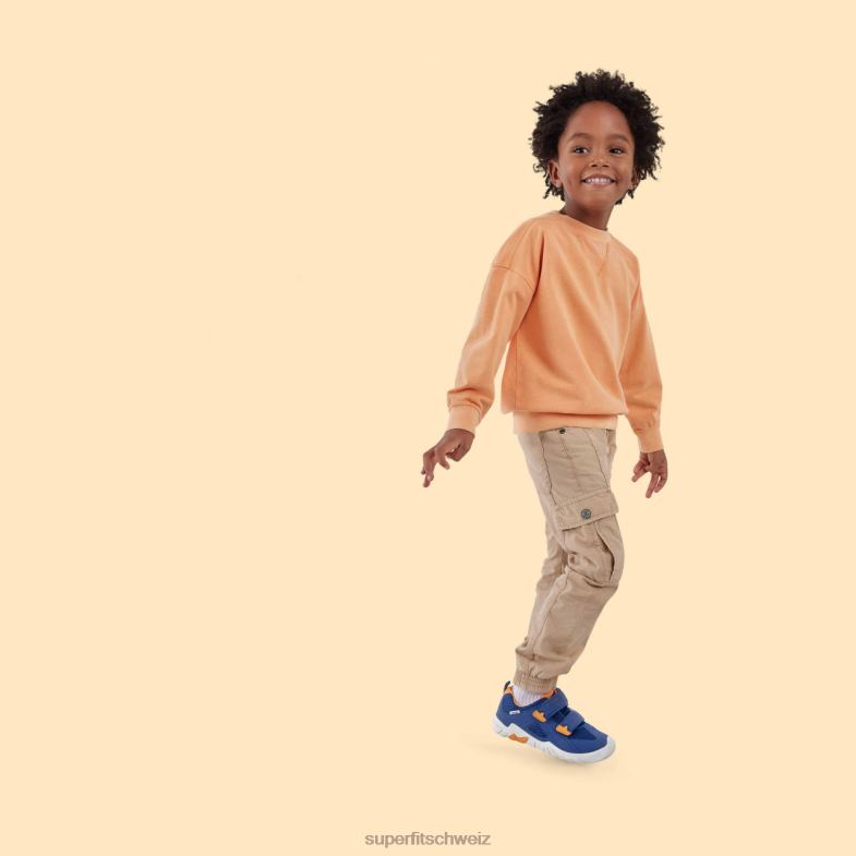Babys niedrige Turnschuhe 44B2D540 Superfit Trace - Sneaker Low mit Klettverschluss blau/orange