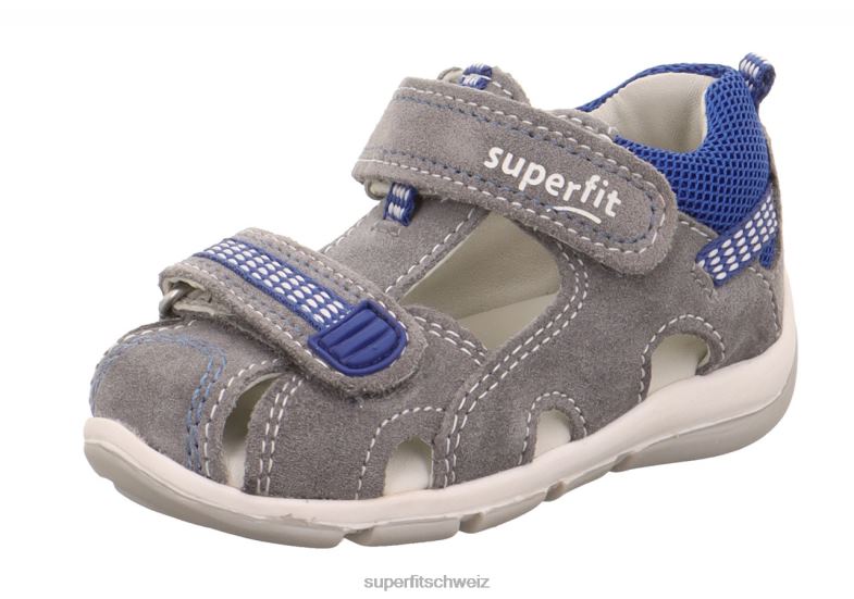 Babys Sandalen 44B2D167 Superfit Freddy – Sandale mit Klettverschluss hellgrau/blau