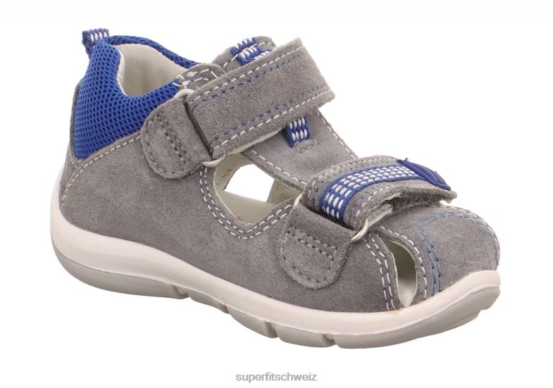Babys Sandalen 44B2D167 Superfit Freddy – Sandale mit Klettverschluss hellgrau/blau