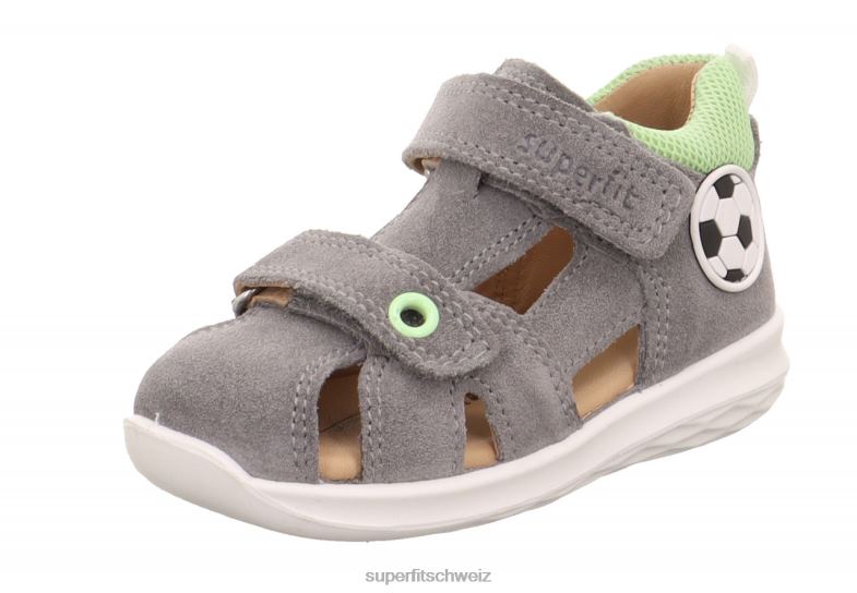 Babys Sandalen 44B2D172 Superfit Hummel - Sandale mit Klettverschluss hellgrau/grün