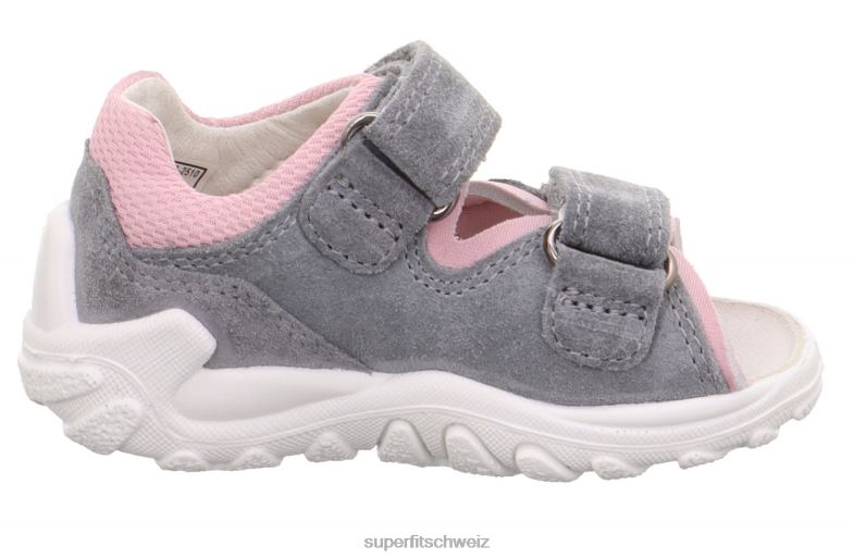 Babys Sandalen 44B2D174 Superfit flow - Sandale mit Klettverschluss hellgrau/rosa