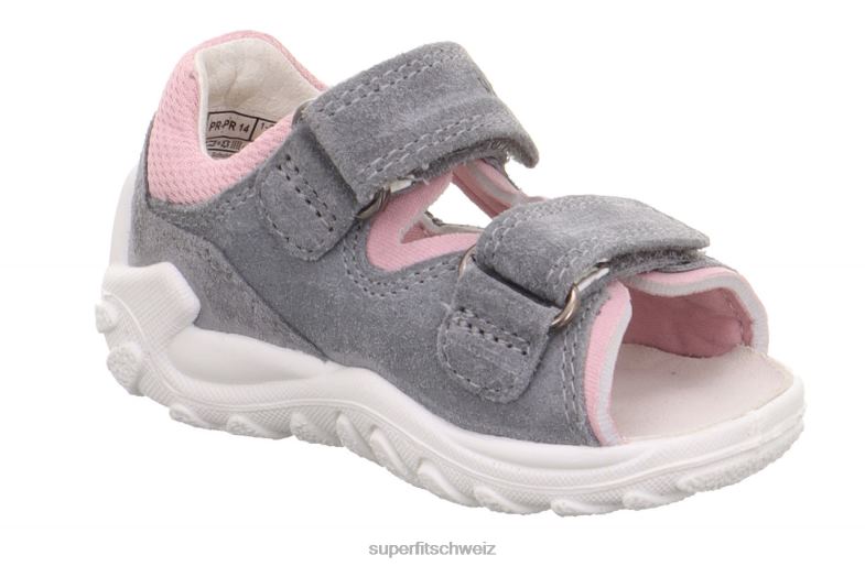 Babys Sandalen 44B2D174 Superfit flow - Sandale mit Klettverschluss hellgrau/rosa