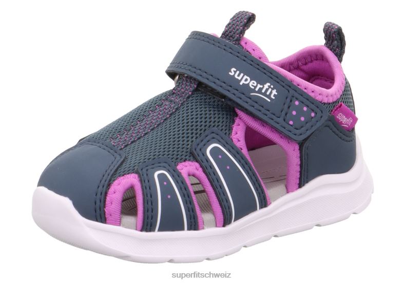 Babys Sandalen 44B2D193 Superfit Wave - Sandale mit Klettverschluss Blau Lila
