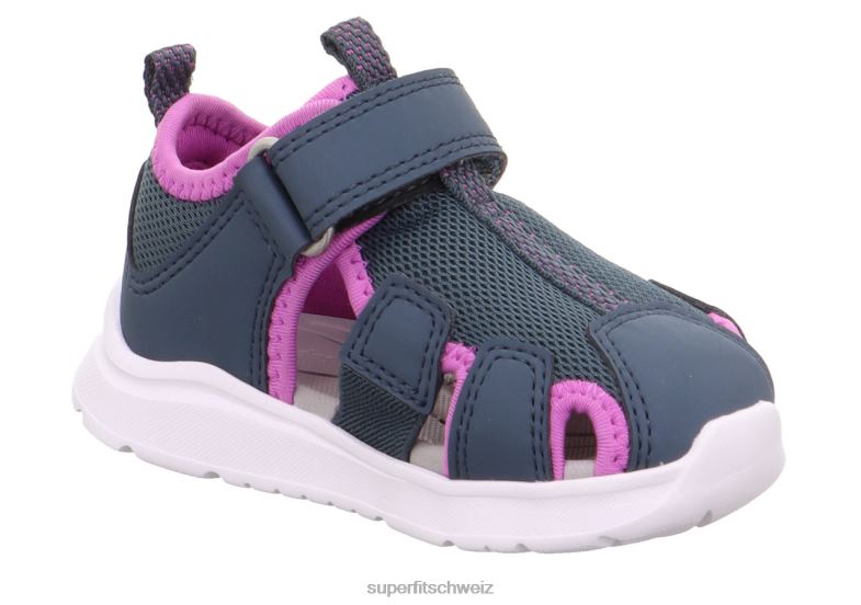 Babys Sandalen 44B2D193 Superfit Wave - Sandale mit Klettverschluss Blau Lila