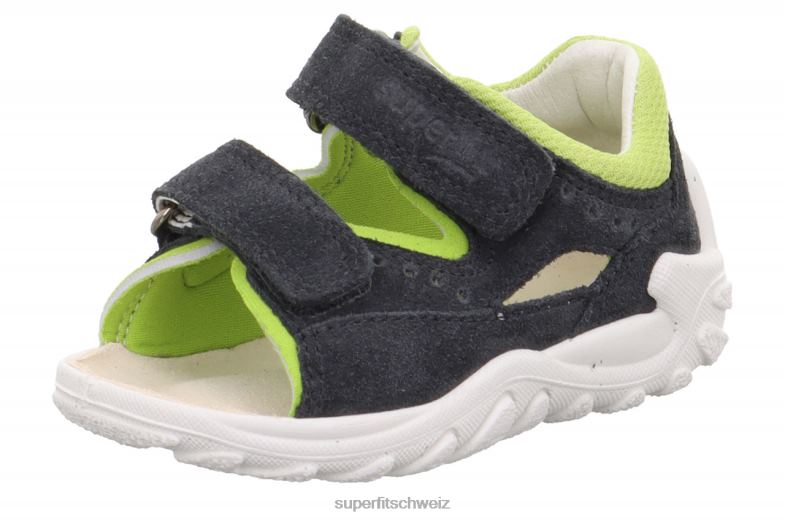 Babys Sandalen 44B2D204 Superfit flow - Sandale mit Klettverschluss grau/hellgrün