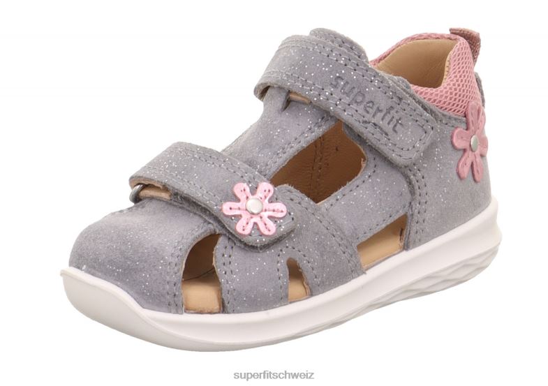Babys Sandalen 44B2D212 Superfit Hummel - Sandale mit Klettverschluss hellgrau/rosa