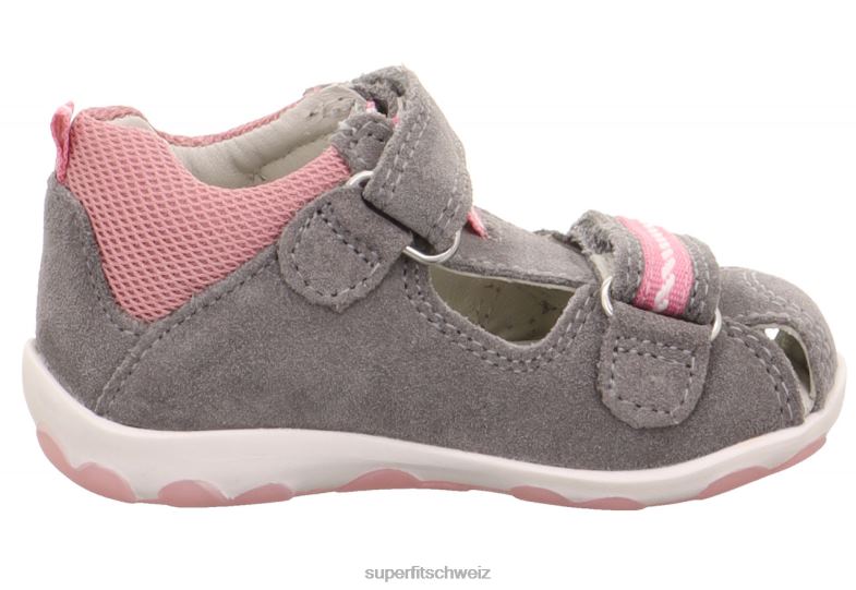 Babys Sandalen 44B2D227 Superfit fanni - Sandale mit Klettverschluss grau/rosa
