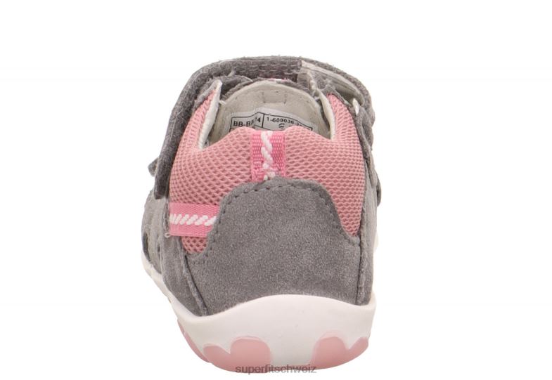 Babys Sandalen 44B2D227 Superfit fanni - Sandale mit Klettverschluss grau/rosa