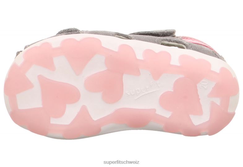 Babys Sandalen 44B2D227 Superfit fanni - Sandale mit Klettverschluss grau/rosa