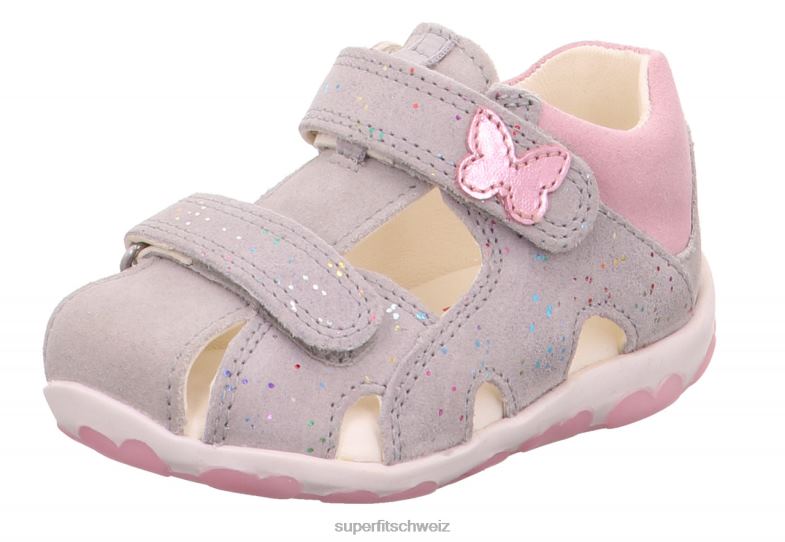 Babys Sandalen 44B2D229 Superfit fanni - Sandale mit Klettverschluss hellgrau/rosa