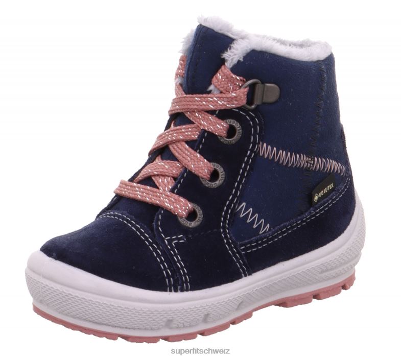 Babys Stiefel 44B2D435 Superfit groovy - Stiefel mit Schnürung Blau Rosa